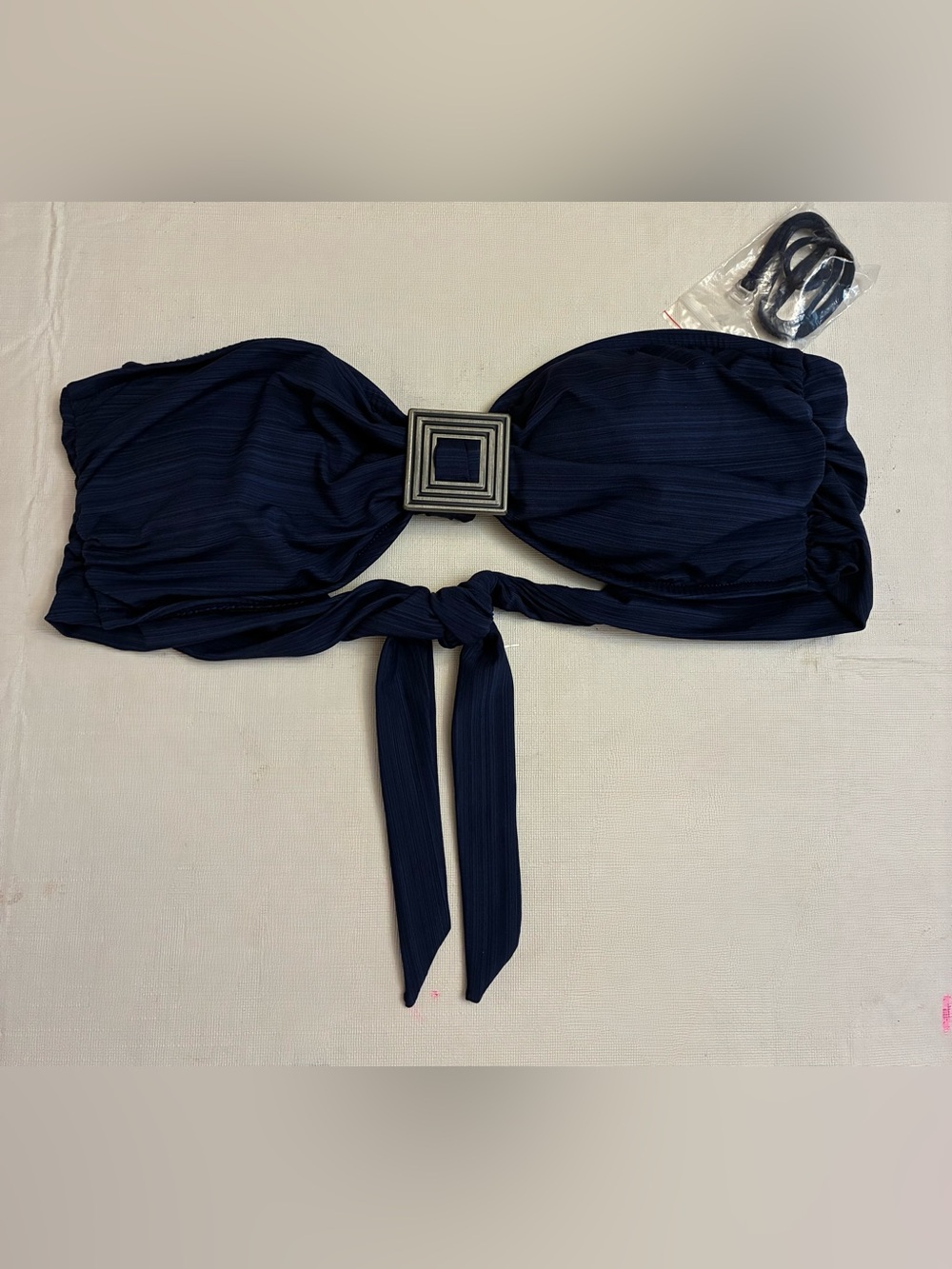 Mossimo Dark Navy Bandeau Bikini Top with Square Buckle Detailing NWOT